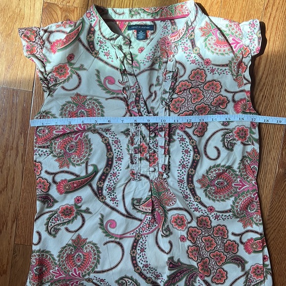 Tommy Hilfiger Sleeveless Ruffle Blouse Paisley & Floral Print Size Medium - Picture 8 of 10